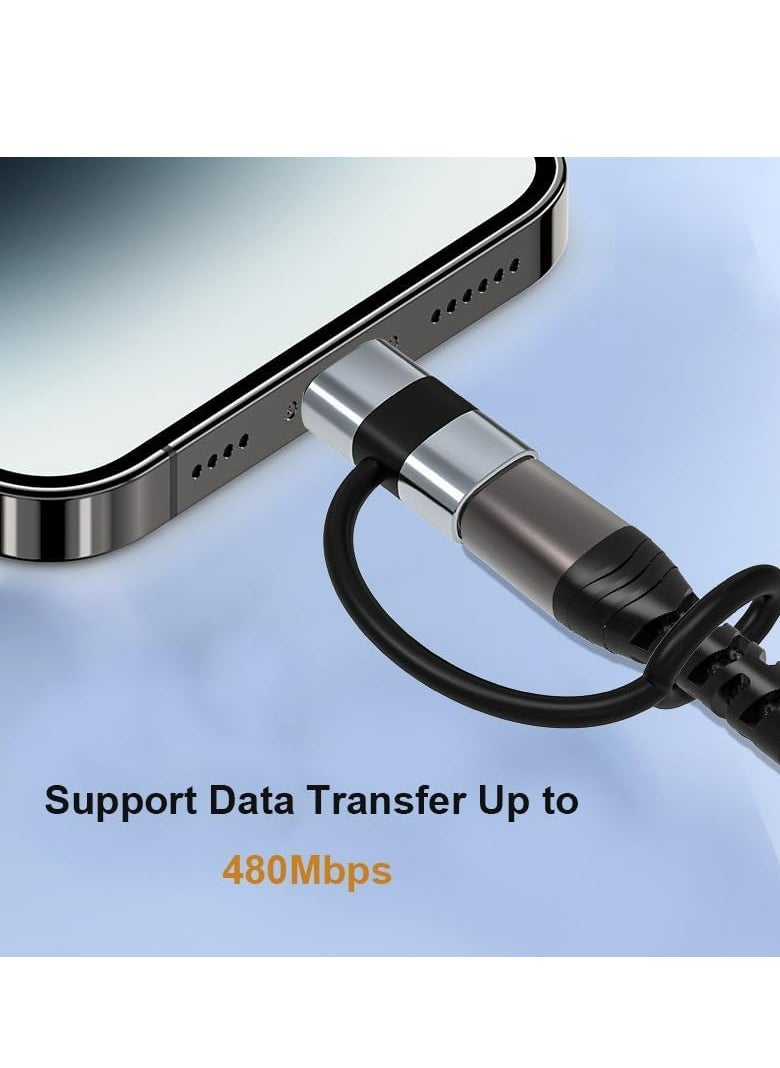 Oasisgalore - 2 PCS Silver USB-C to Lightning Adapter, 30W PD Fast Charge, Data Sync, Anti-Lost Loop for iPhone - Image 1