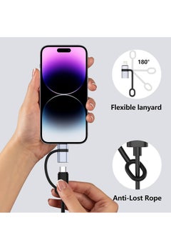 Oasisgalore 2 PCS Silver USB-C to Lightning Adapter, 30W PD Fast Charge, Data Sync, Anti-Lost Loop for iPhone  - Image 4