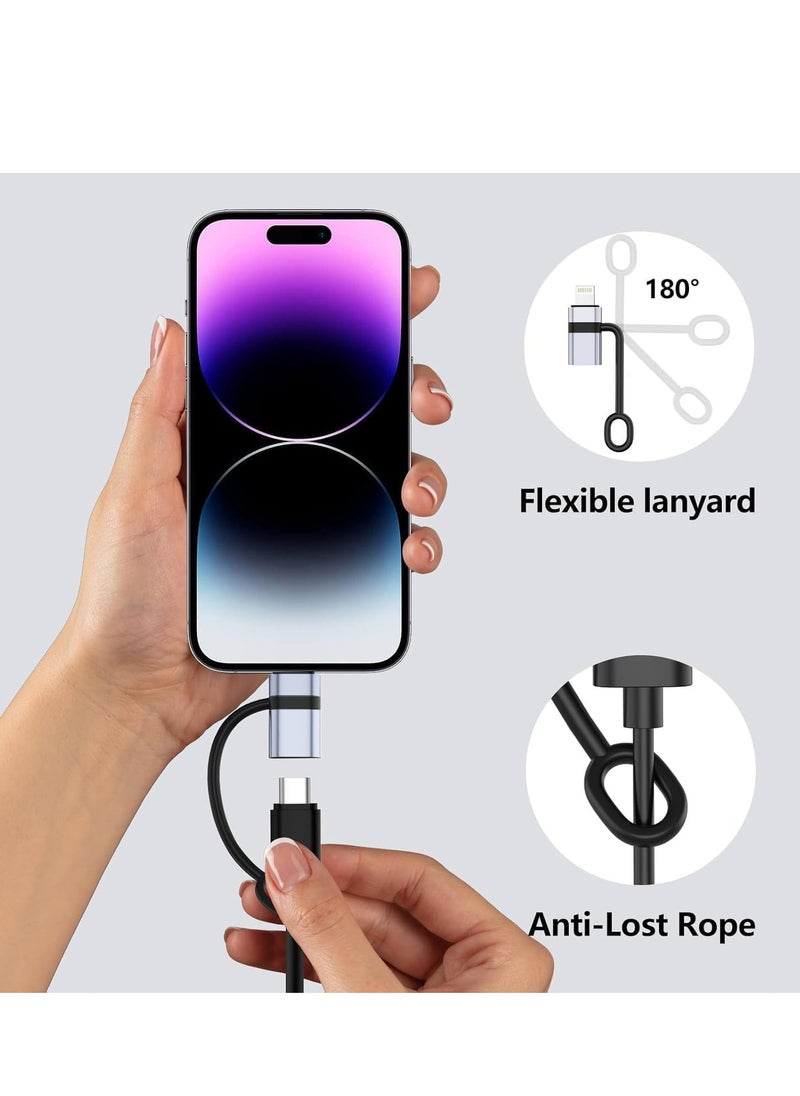 Oasisgalore - 2 PCS Silver USB-C to Lightning Adapter, 30W PD Fast Charge, Data Sync, Anti-Lost Loop for iPhone - Image 1