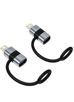 2 PCS Silver USB-C to Lightning Adapter, 30W PD Fast Charge, Data Sync, Anti-Lost Loop for iPhone