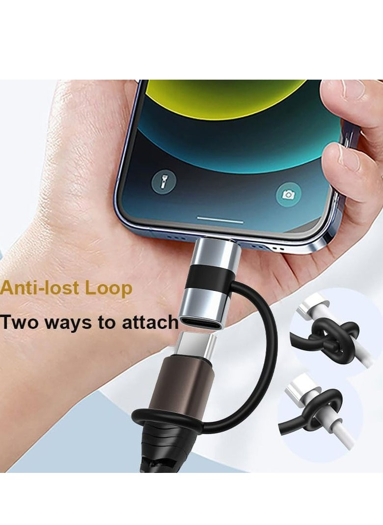 Oasisgalore - 2 PCS Silver USB-C to Lightning Adapter, 30W PD Fast Charge, Data Sync, Anti-Lost Loop for iPhone - Image 1