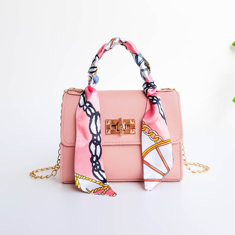 Silk Scarf Handbag Ladiesbags Solid Color Diagonal Shoulder Bag Texture Chain Small Bag - Image 3