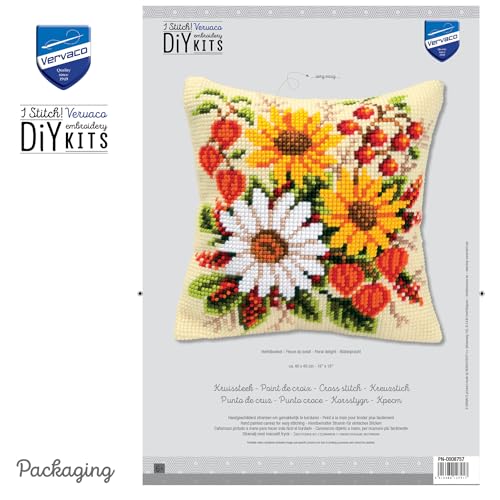Vervaco Cross Stitch Cushion Kit Floral Delight 16" x 16" - Image 4