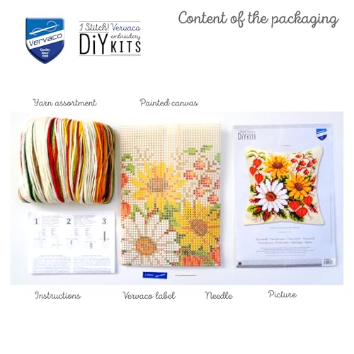 Vervaco Cross Stitch Cushion Kit Floral Delight 16" x 16" - Image 5