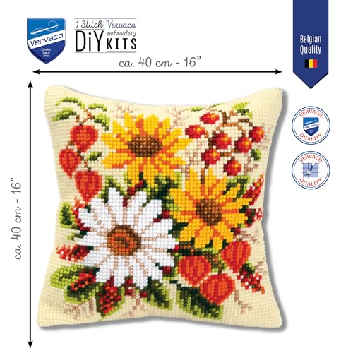Vervaco Cross Stitch Cushion Kit Floral Delight 16" x 16" - Image 3