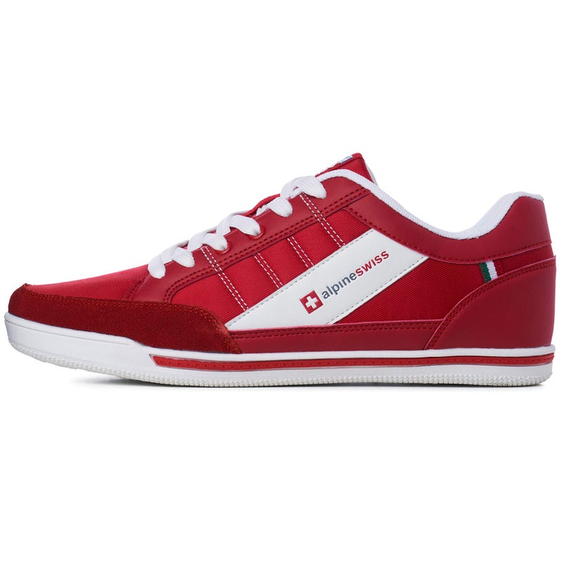 Alpine Swiss Menâ€™s Retro Sneakers | Euro Vintage Inspired Low Top Shoes with Suede Trim | Stefan Fashion Sneakers | Streetwear Casual Tennis Shoes RED 15 - Image 2