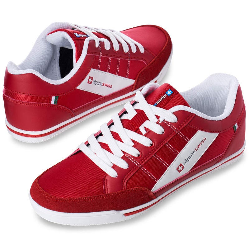 Alpine Swiss Menâ€™s Retro Sneakers | Euro Vintage Inspired Low Top Shoes with Suede Trim | Stefan Fashion Sneakers | Streetwear Casual Tennis Shoes RED 15 - Image 3