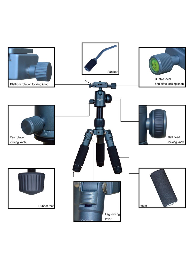 Coopic T10 Heavy Duty Aluminum Camera Mount Portable Tripod Stand with Non Skid Feet and Pan Bar Included Compatible with iPhone, Android Phone, DSLR for YouTube Video  - Image 5