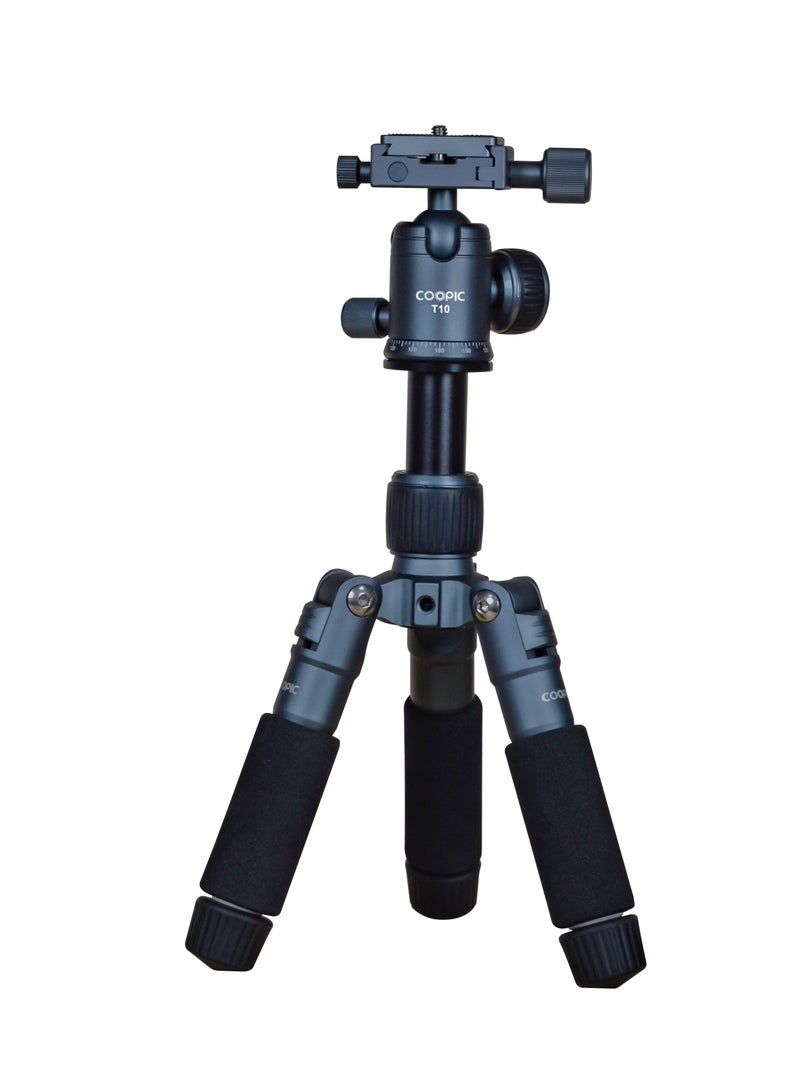 Coopic T10 Heavy Duty Aluminum Camera Mount Portable Tripod Stand with Non Skid Feet and Pan Bar Included Compatible with iPhone, Android Phone, DSLR for YouTube Video  - Image 1