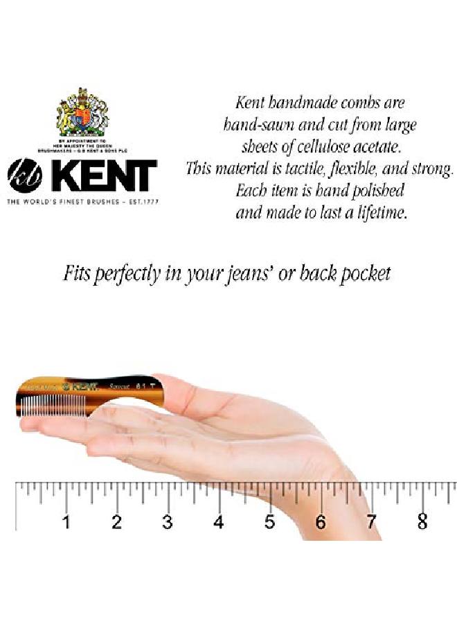 KENT A 81T Xsmall Gentleman'S Beard And Mustache Pocket Comb Fine Toothed Pocket Size For Facial Hair Grooming And Styling Sawcut Of Quality Cellulose Acetate Hand Polished Handmade In England - Image 3
