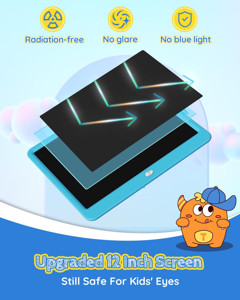 TEKFUN LCD Writing Tablet for Kids Boys Toys, 12 Inch Erasable Doodle Board Colorful Doodle Pad, Mess Free Coloring Board Games Toys Gifts for Toddlers Boys Adults (Blue) - Image 5