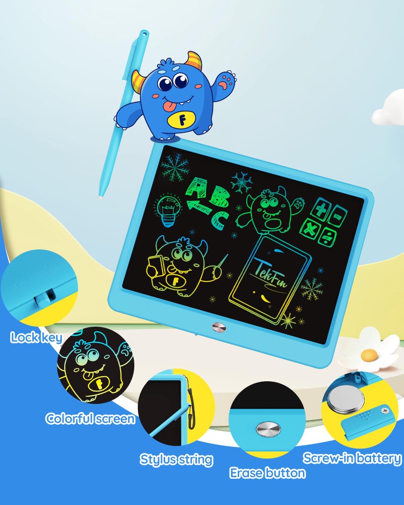 TEKFUN LCD Writing Tablet for Kids Boys Toys, 12 Inch Erasable Doodle Board Colorful Doodle Pad, Mess Free Coloring Board Games Toys Gifts for Toddlers Boys Adults (Blue) - Image 4