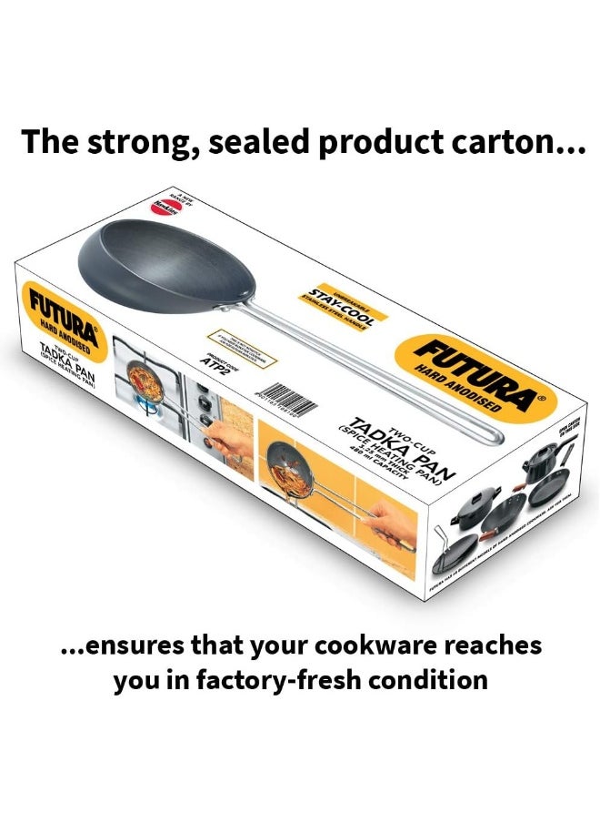 Hawkins - Hawkins Futura Hard Anodised Tadka Pan 12cm, 3.25mm (Spice Heating Pan), Aluminium, Black - Image 1