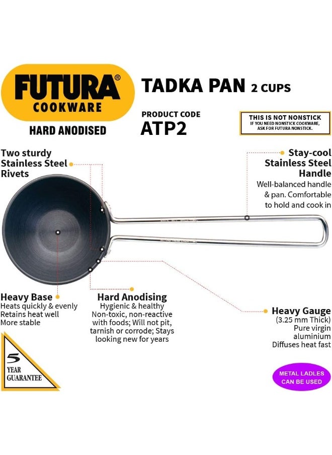 Hawkins - Hawkins Futura Hard Anodised Tadka Pan 12cm, 3.25mm (Spice Heating Pan), Aluminium, Black - Image 1