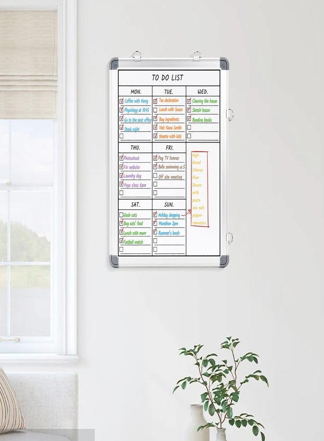 LUCYCAZ Weekly Dry Erase Board, 16" x 12" Magnetic Dry Erase Board for Wall, Hanging Double-Sided to Do List Whiteboard, Small Weekly Planning Board for School, Home, Office - Image 3