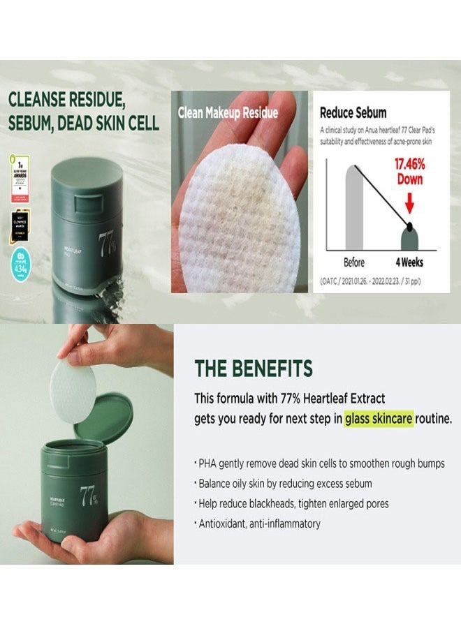 JS Heartleaf 77% Clear Pad 70 Sheets, PHA Dead Skin Care Low Ph Daily Toner Pad Exfoliating, Help Reduce Blackheads and Tighten Enlarged Pores, Balance Oily Skin By Reducing Excess Sebum  - Image 4