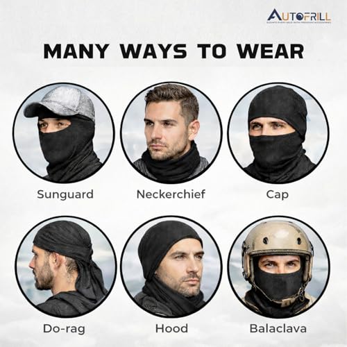 AUTOFRILL Balaclava for Men – Full face mask for Bikers Helmet Liner & Head Cover for Men Breathable Mask for Motorcycle Riding & Cycling (Black, Pack of 1) - Image 4