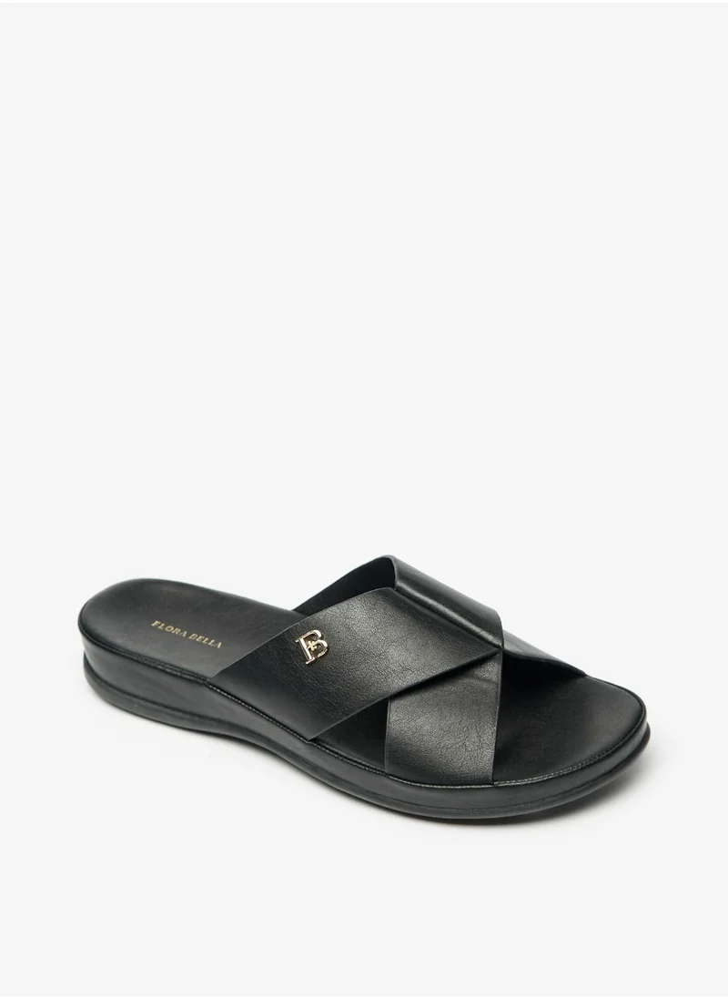 Flora Bella Logo Detail Slip-On Cross Strap Sandals