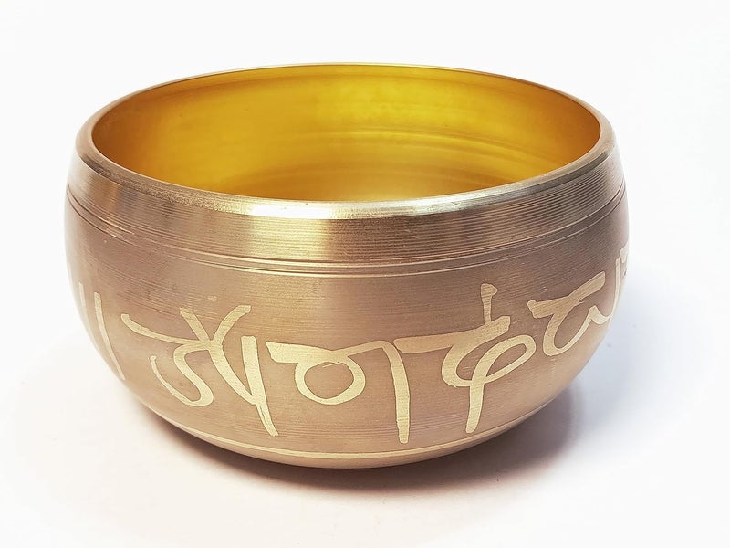 Uv Creation Tibetan Singing Bowl 3.5 Inch Set Meditation Bowl With Gautam Buddha Design Inside (Gold, Grey) - Image 3