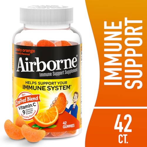 Airborne 750mg Vitamin C Immune Support Supplement Gummies for Adults, Zesty Orange Flavor, Gluten Free Crafted Blend with Powerful Antioxidants Vitamins C & E, 42 Gummies (2 Pack) - Image 2
