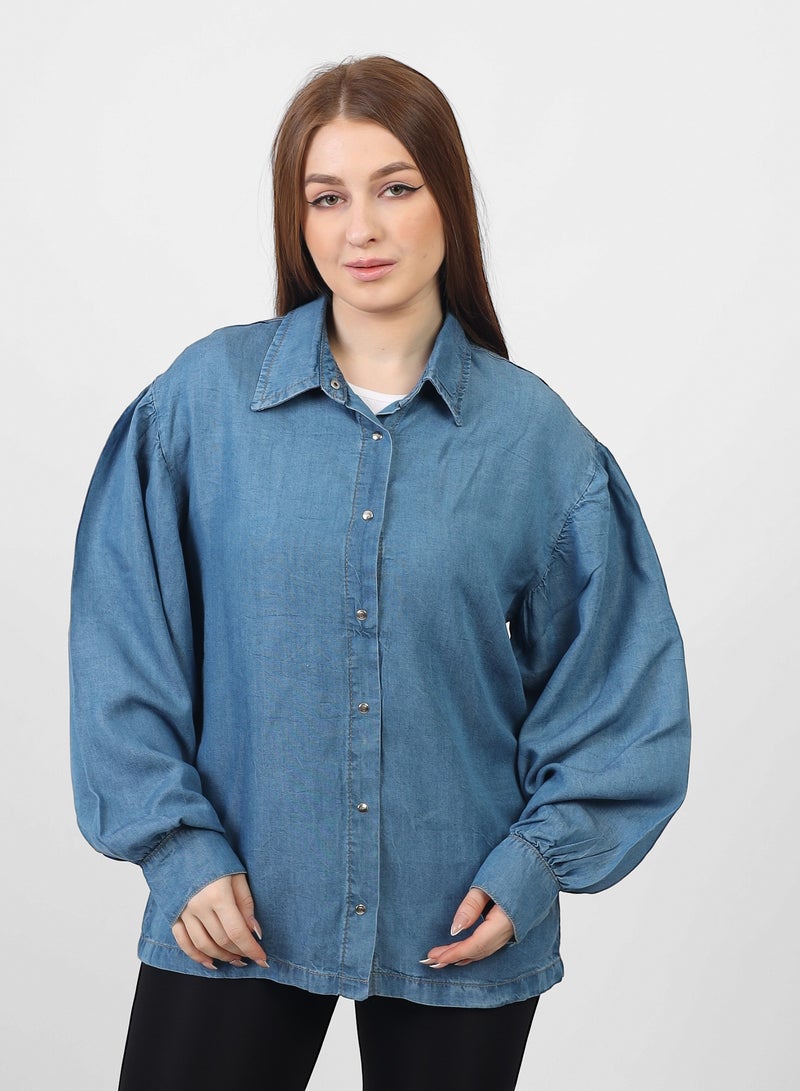 Coctail 5633-jeans shirt-blue - Image 1