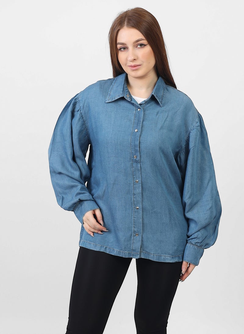 Coctail 5633-jeans shirt-blue - Image 2