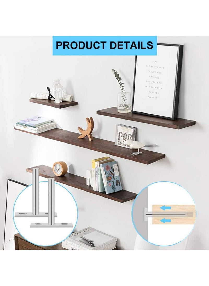 Y&D - SYOSI 4 Pack Floating Shelf Bracket, Inch 100mm Heavy Duty Hidden Brackets with 8 Pcs Mounting Screws for Wall Mounted Decoration Cabinet Furniture Support (Silver) - Image 1