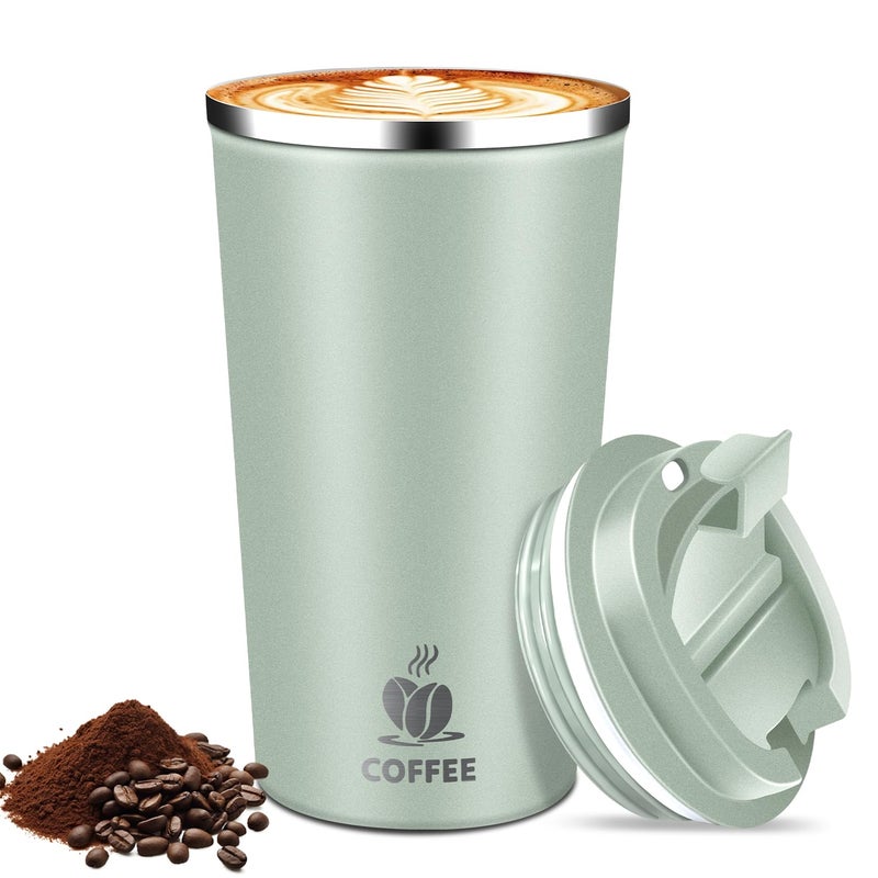Hwawhin 17oz Insulated Travel Coffee Mug with Flip Lid â€“ Leakproof Stainless Steel Insulated Coffee Tumblers, Reusable Coffee Cup for Hot & Cold Drinks, Perfect for Camping & On-the-Go - Image 1