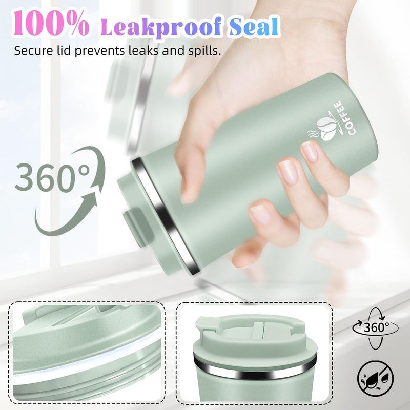 Hwawhin 17oz Insulated Travel Coffee Mug with Flip Lid â€“ Leakproof Stainless Steel Insulated Coffee Tumblers, Reusable Coffee Cup for Hot & Cold Drinks, Perfect for Camping & On-the-Go - Image 2