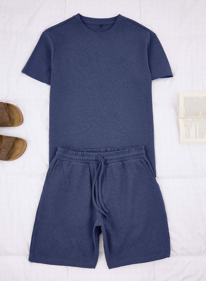 trendyol Mavi Regular Cut 3 Pack Textured Tracksuit Set Tmnss26Em00002 - Image 5
