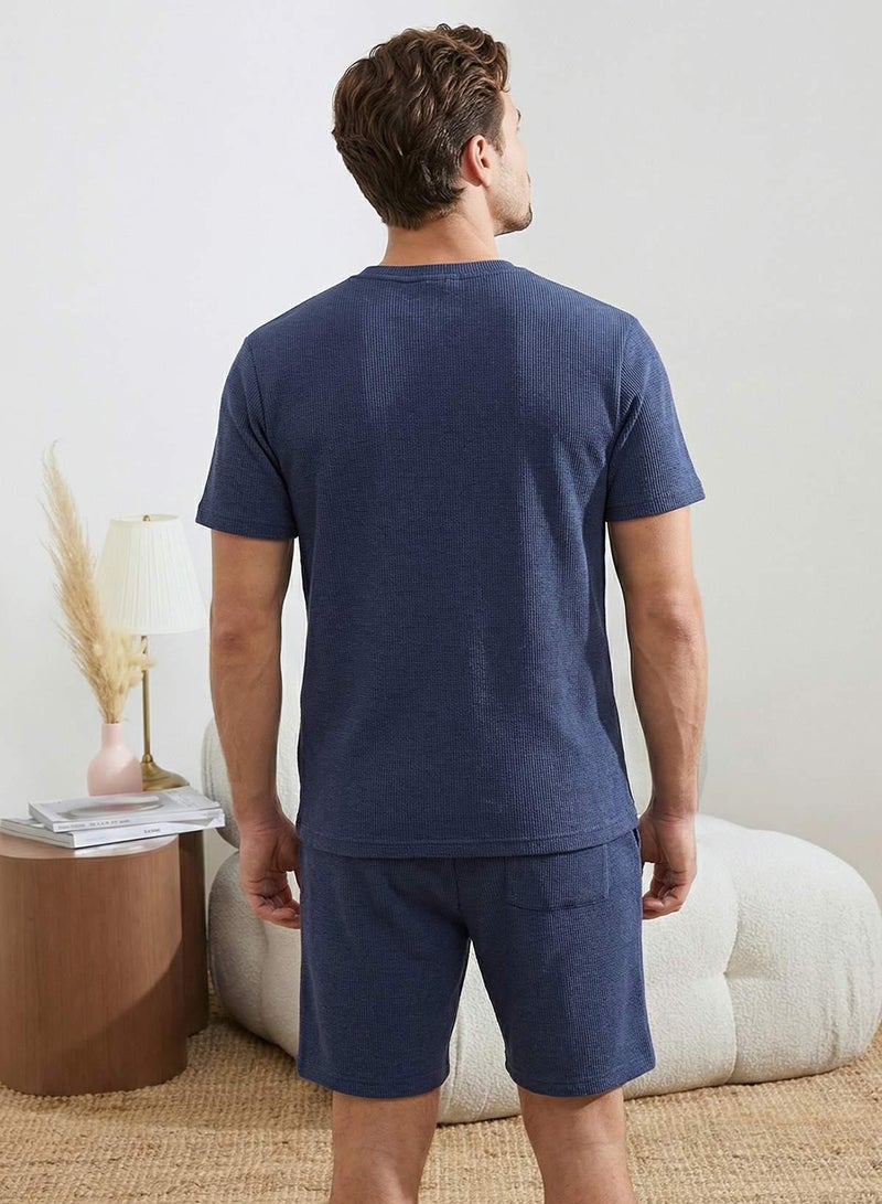 trendyol Mavi Regular Cut 3 Pack Textured Tracksuit Set Tmnss26Em00002 - Image 2
