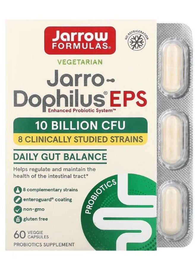 jarrow formulas JarroDophilus EPS Digestive Probiotic 5 Billion CFU 60 Enteroguard Veggie Caps - Image 1