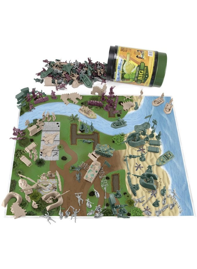 Imagination Generation - Army Men Big Battle Playset Deluxe Army Toys And Green Army Men Set Includes Tan And Green Army Men Tanks Jets Walls Helis Battlefield Mat And More (260 Pcs) - Image 1