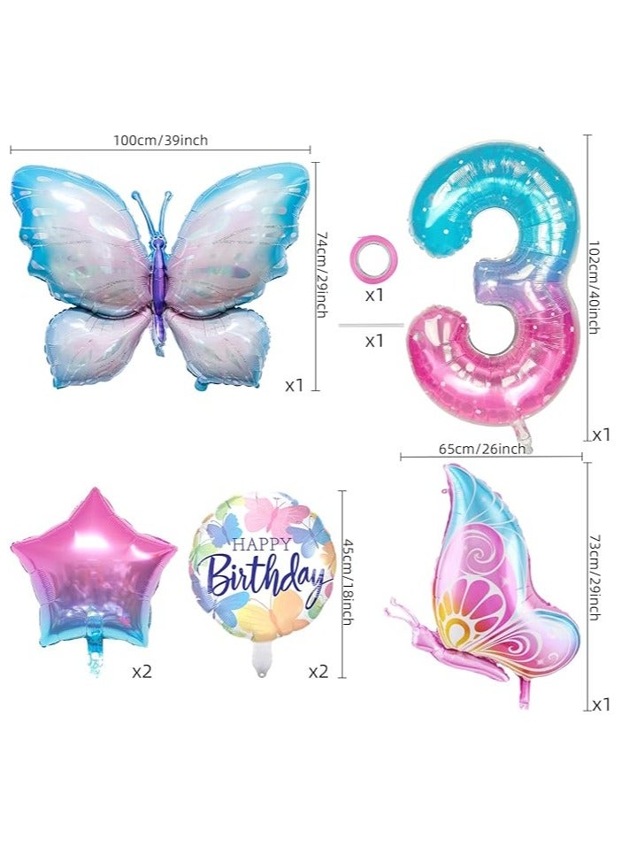 Party Butterfly Party Decorations Foil Balloons 3st One Birthday colorful Stars, Round Balloons Baby Shower Décor Supplies Girls kids - Image 5