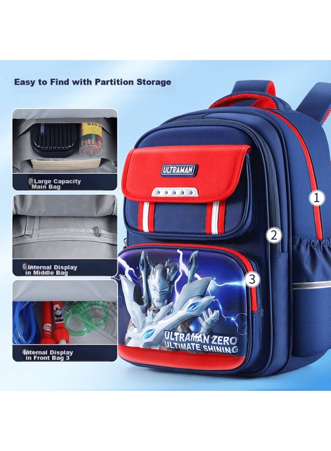 Ultraman Backpack For Boys, Xieruo Elementary School Grades 2-6 Children's Lightweight Boys' Reduced-load Backpack, 80079 Forest Gree - Image 2
