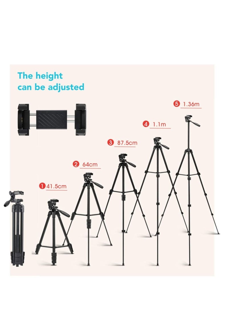 ELTRAZONE - Flexible Tripod, Eocean 136cm Extendable Phone Tripod Stand with Carry Bag,Cell Phone Tripod with Wireless Remote,Universal Tripod for Video Selfie,iPhone Tripod Stand Travel Camera Tripod - Image 1