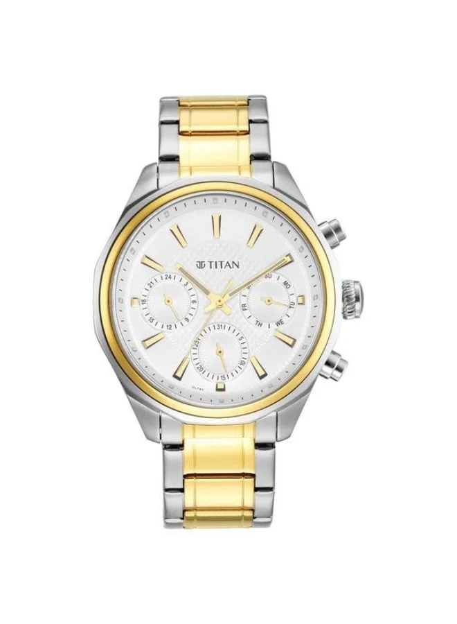 TITAN Regalia Opulent Quartz Multifunction Silver Dial Two Toned Silver & Gold Stainless Steel Strap Watch for Men - 1829BM01