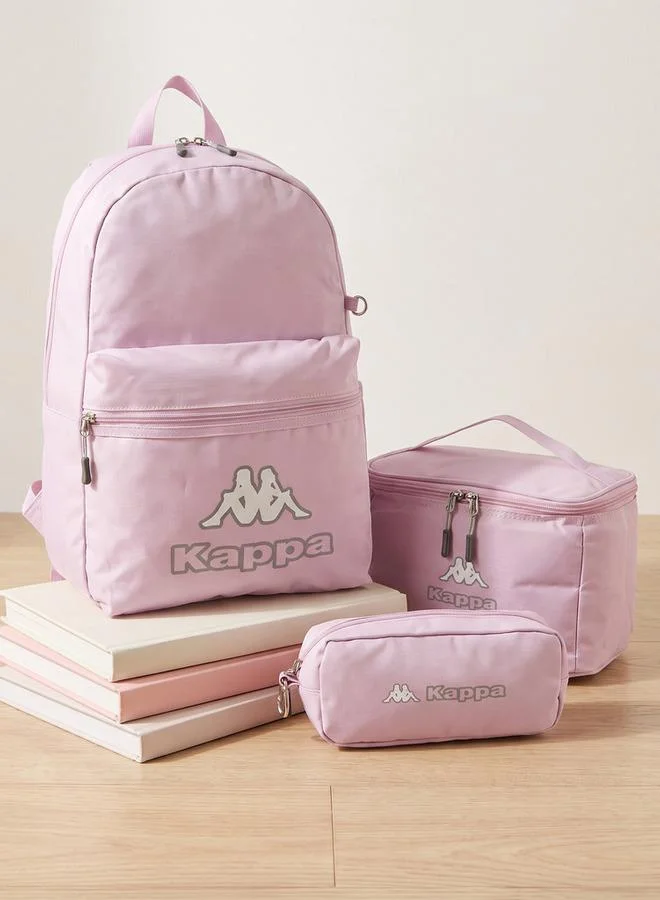 كابا Logo Print 3-Piece School Backpack Set For Kids 8-13 Years With Pencil Pouch And Lunch Bag - 13x27x44 CM
