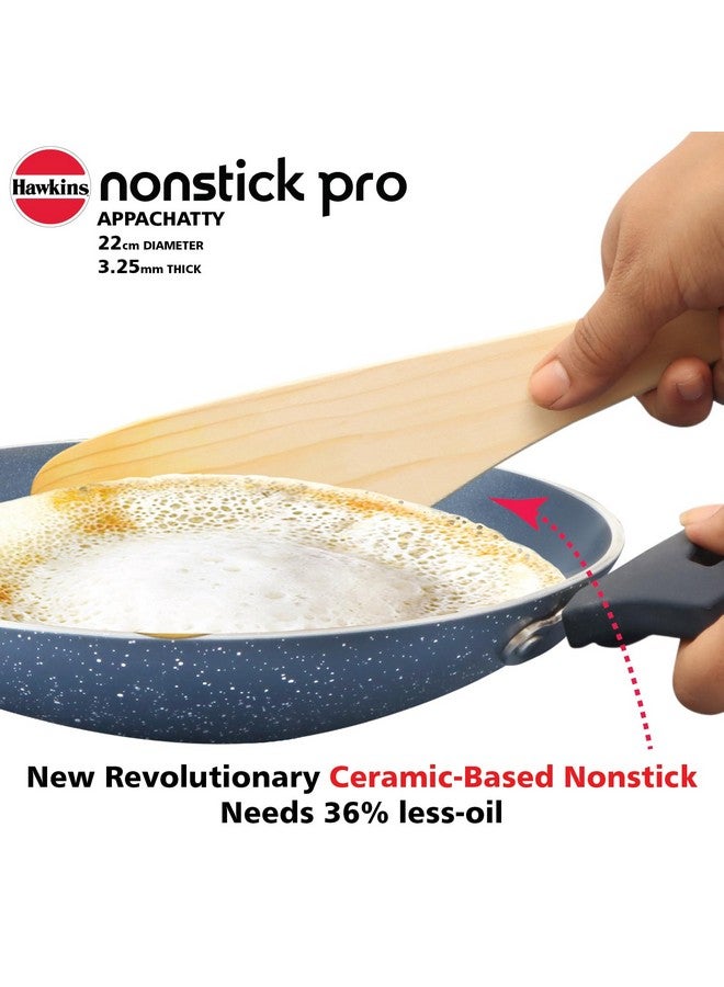 Hawkins Nonstick Pro 0.9 Litre Appachatty, Mini Kadhai, Appachatti, Appachetty, Appam Pot Maker, Deep Fry Pan with Glass Lid, Granite Kadai - Image 3