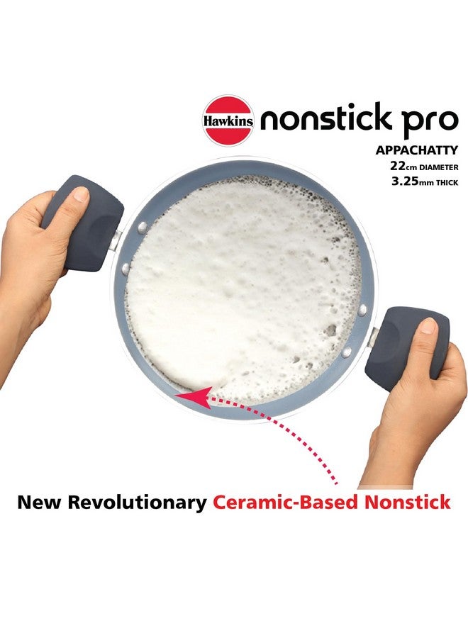 Hawkins Nonstick Pro 0.9 Litre Appachatty, Mini Kadhai, Appachatti, Appachetty, Appam Pot Maker, Deep Fry Pan with Glass Lid, Granite Kadai - Image 2