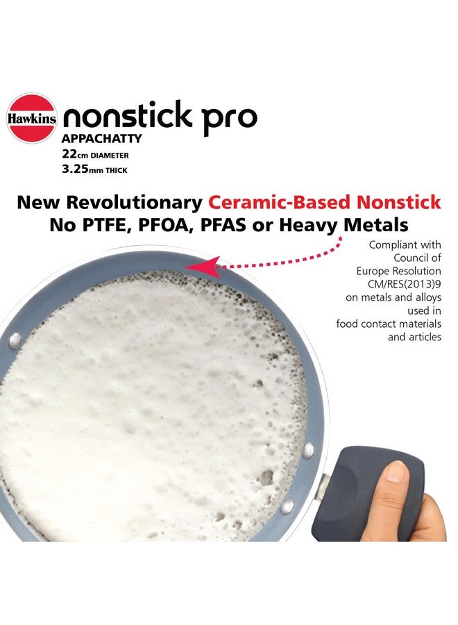 Hawkins Nonstick Pro 0.9 Litre Appachatty, Mini Kadhai, Appachatti, Appachetty, Appam Pot Maker, Deep Fry Pan with Glass Lid, Granite Kadai - Image 5