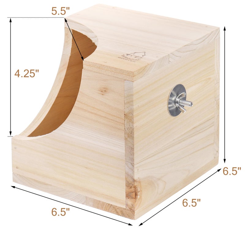Yesland Wood Chinchilla House, Natural Square Small Animal Hideout Hut for Chinchilla, Squirrel, Sugar Gliders in Cage - 6.5 X 6.5 X 6.5 Inches - Image 2