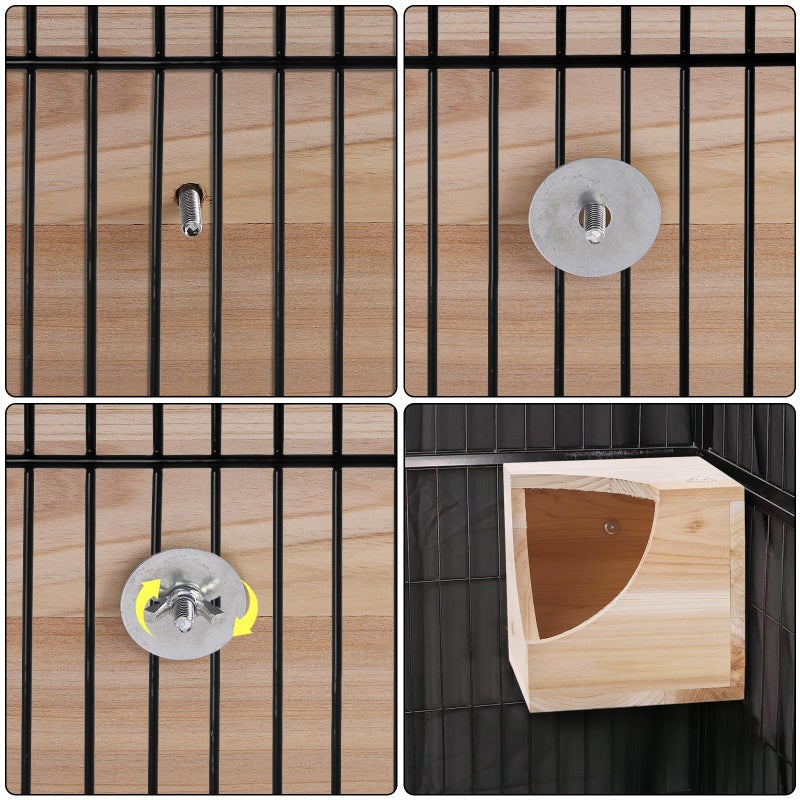 Yesland Wood Chinchilla House, Natural Square Small Animal Hideout Hut for Chinchilla, Squirrel, Sugar Gliders in Cage - 6.5 X 6.5 X 6.5 Inches - Image 5