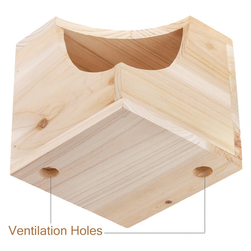 Yesland Wood Chinchilla House, Natural Square Small Animal Hideout Hut for Chinchilla, Squirrel, Sugar Gliders in Cage - 6.5 X 6.5 X 6.5 Inches - Image 4