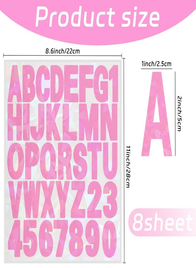 Starboling Letter Stickers,2 inch 8 Sheets Pink Alphabet Sticker,Self Adhesive Vinyl Letter Stickers Mailbox Numbers,for Arts Crafts Outdoor Sign Poster Mailbox Sign Doors Mailboxes Car Truck - Image 2
