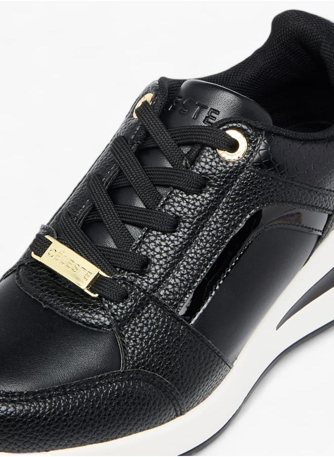 Celeste Womens Panelled Sneakers With Lace-Up Closure  - Image 4