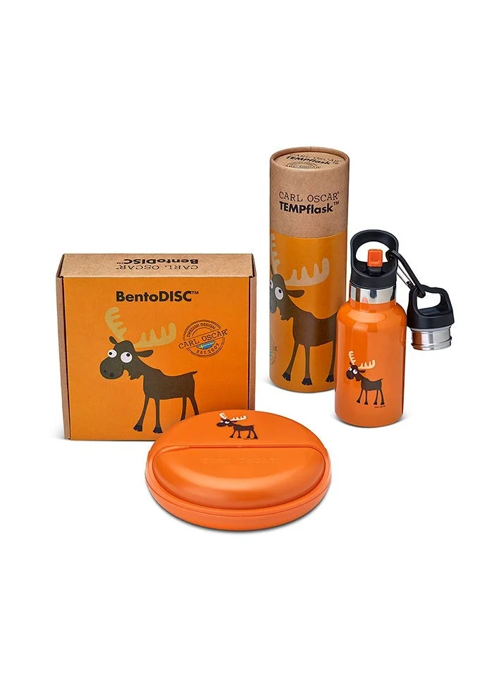 كارل أوسكار BentoDisc & TEMPFlask  Combo Pack - Moose (Stainless steel Flask 0.5 L + Lunchbox  0.9L) Orange