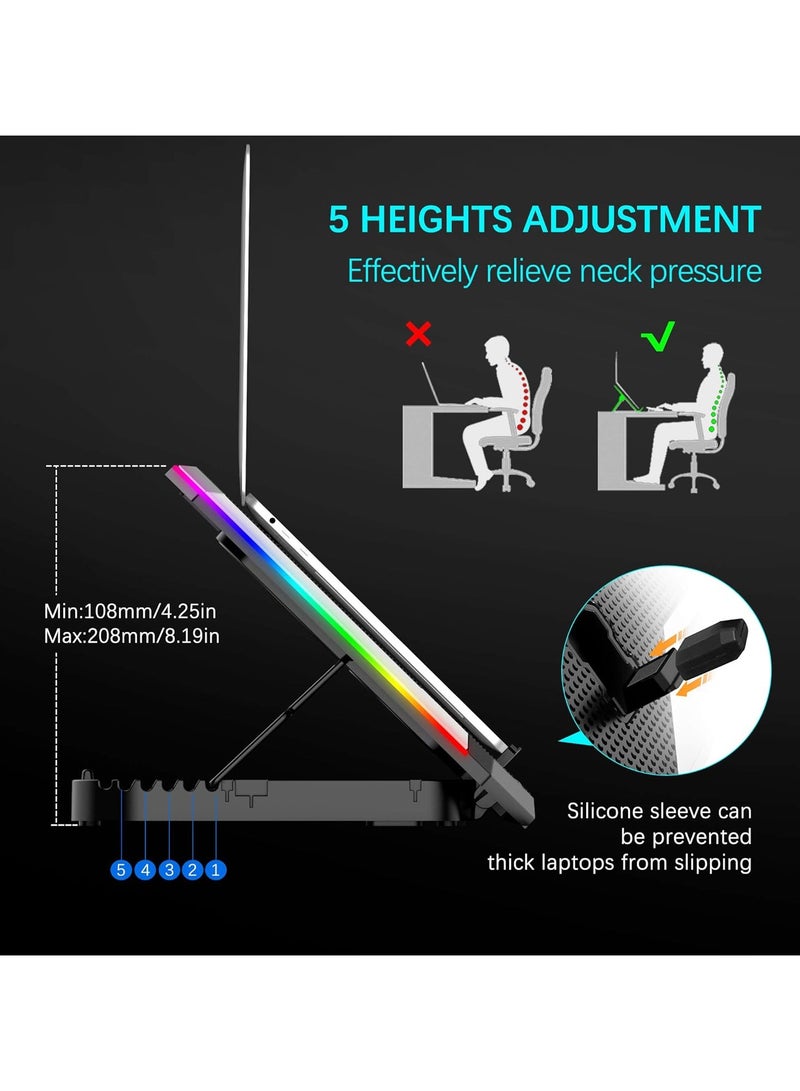 MOXOM Cooteci Laptop Cooling Pad with 8 Core Turbo quiet Cooling fans, Gaming Notebook Cooler, Laptop Fan Stand Adjustable Height with Phone Holder, Computer Chill Mat, for 15.6-17.3 Inch Laptops - Image 5