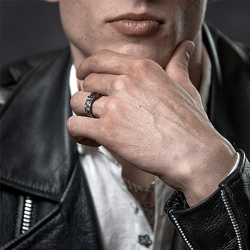 RIOSO 12Pcs Vintage Rings for Men Cool Adjustable Angel Wings Ring Goth Punk Open Ring Set - Image 2