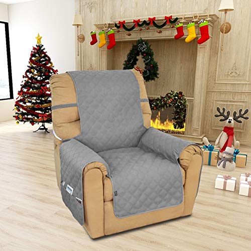 Easy-Going Sofa Slipcover Waterproof Recliner Chair Cover Non-Slip Fabric Couch Cover for Living Room Washable Furniture Protector for Pets Kids Children Dog Cat (Recliner, Gray), 23" - Image 2